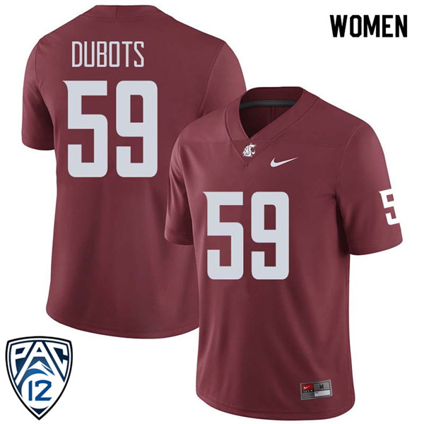 Women #59 Cole Dubots Washington State Cougars College Football Jerseys Sale-Crimson